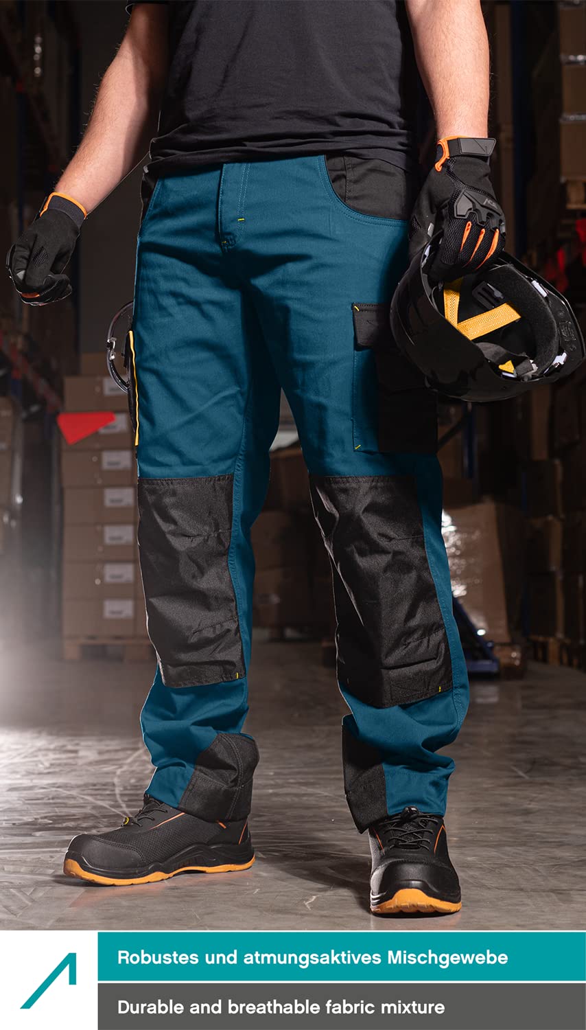 ACE Genesis Pro Pantalones de Trabajo Largos para Hombre - Pantalones Cargo de Trabajo para Hombre - Cintura elástica y Bolsillos en Las Rodillas - Azul Oscuro - 34/32
