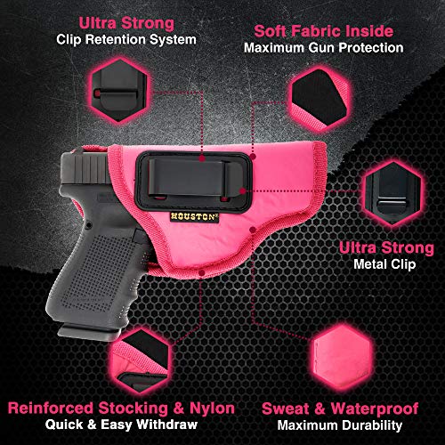 9Mm Taurus Springfield S&W Handguns Iwb Pink Gun Holster For Women Concealed Carry - Soft Eco Leather Suede Interior Gun Holster For Women - Concealed Gun Holster For Women By Houston #TOP1