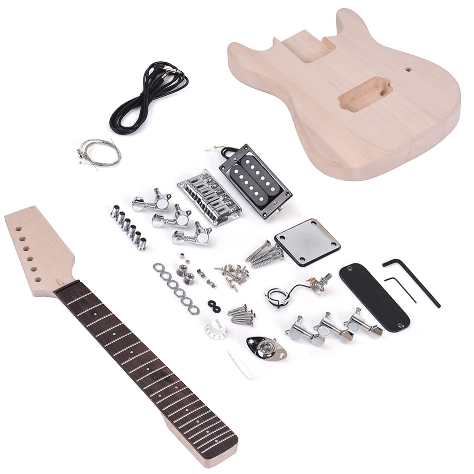 Profesjonalny zestaw do gitary elektrycznej Niedokończony Zestaw Gitary Elektrycznej DIY Korpus Z Drewna Klonowego Gryf Palisander Podstrunnica Zestaw gitarowy DIY