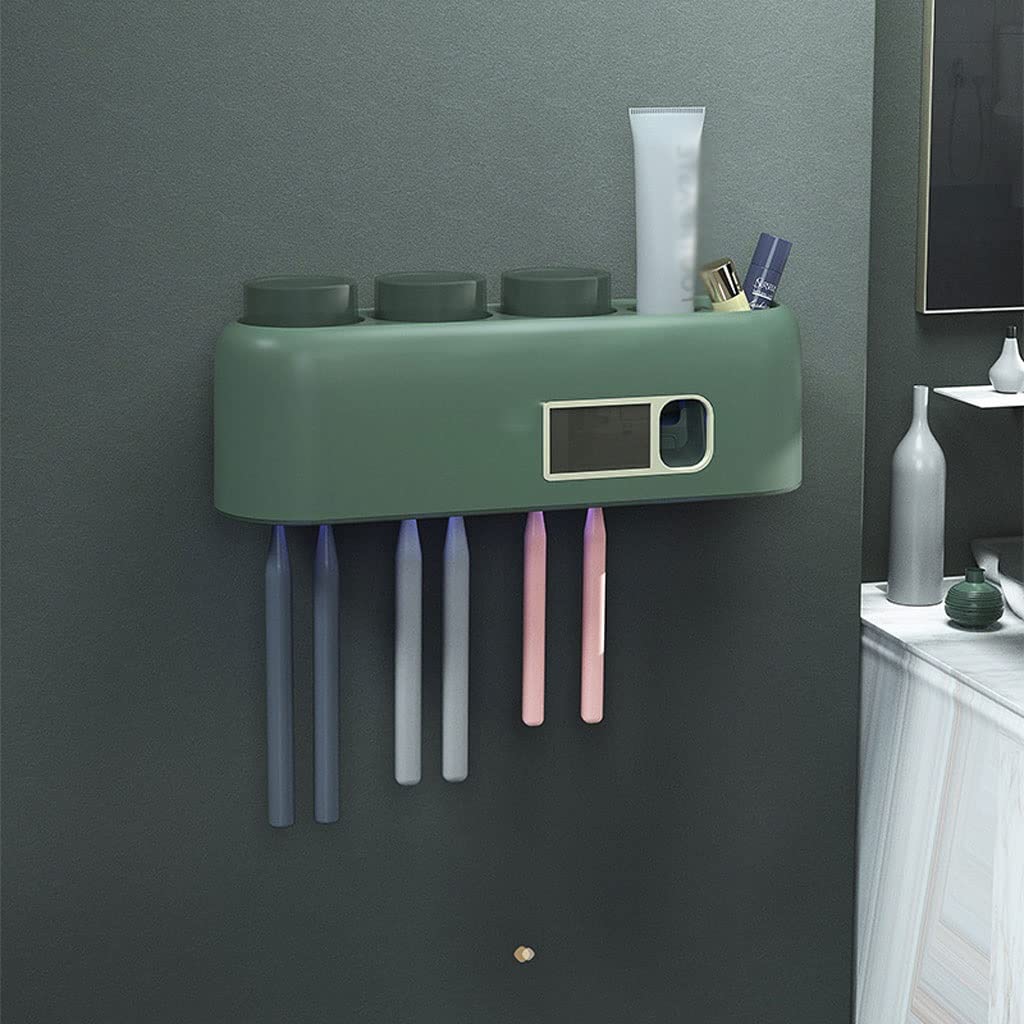 Estante para Cepillos de Dientes 2 Pezzi Supporto for spazzolino da Denti Intelligente a Parete con con PORTATO Kit di spremitura Automatico del distributore di dentifricio Automatico(A)