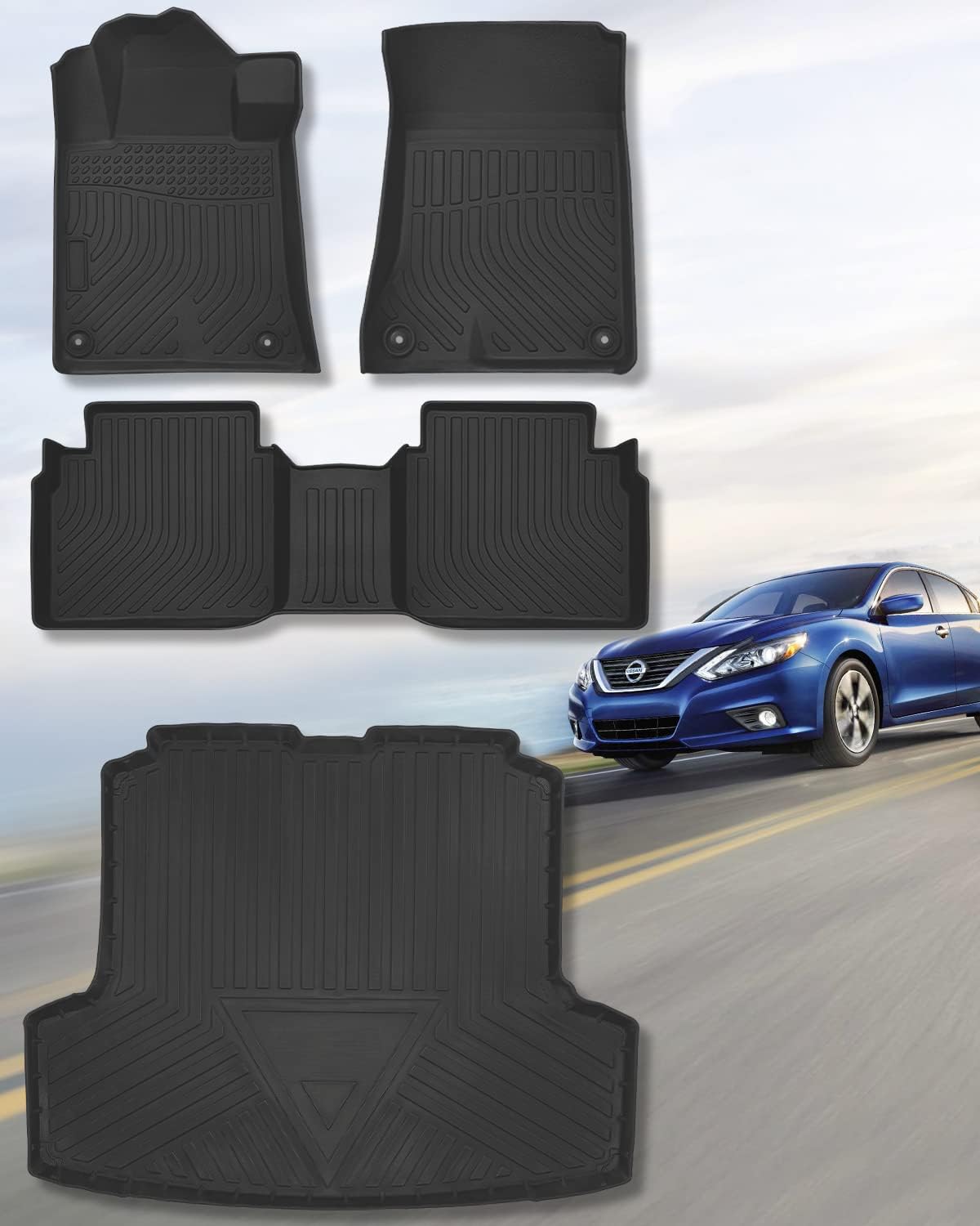 COTAZA for 20192023 Nissan Altima Floor Mats 4pcs Cargo Liner, for Nissan Altima
