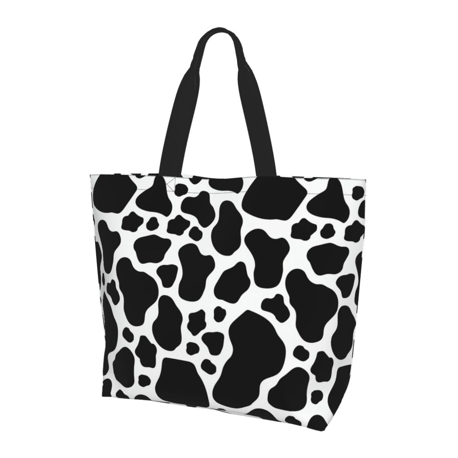 MANQINF Cow Print Cute Tote Bag Beach Bag Large Capacity Grocery Bag Reusable Shopping bags for Women