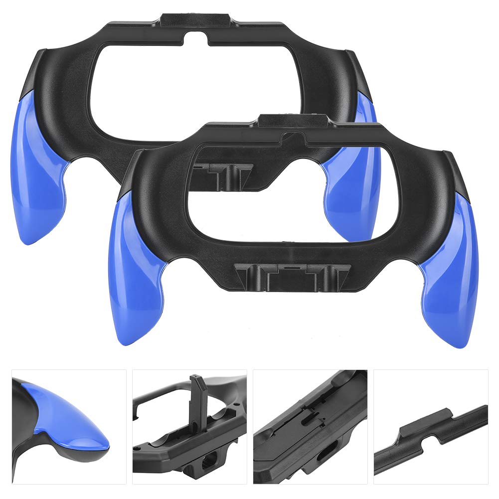 ASHATA 2 Piezas de Agarre de Mano para PS Vita 2000, Soporte de plástico para manija de gatillo, Soporte de Caja para PS Vita 2000, Accesorio de Soporte de Agarre de Manillar para Gamepad(Azul)
