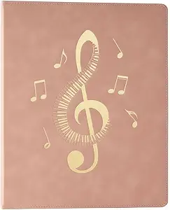 Pink Sheet Music Folder 4-Ring PU Binder with Non-Reflective Sleeves