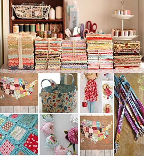 image for Precut Fabric Squares Misscrafts 50pcs 10 x 10 inches Cotton Fabric Bu