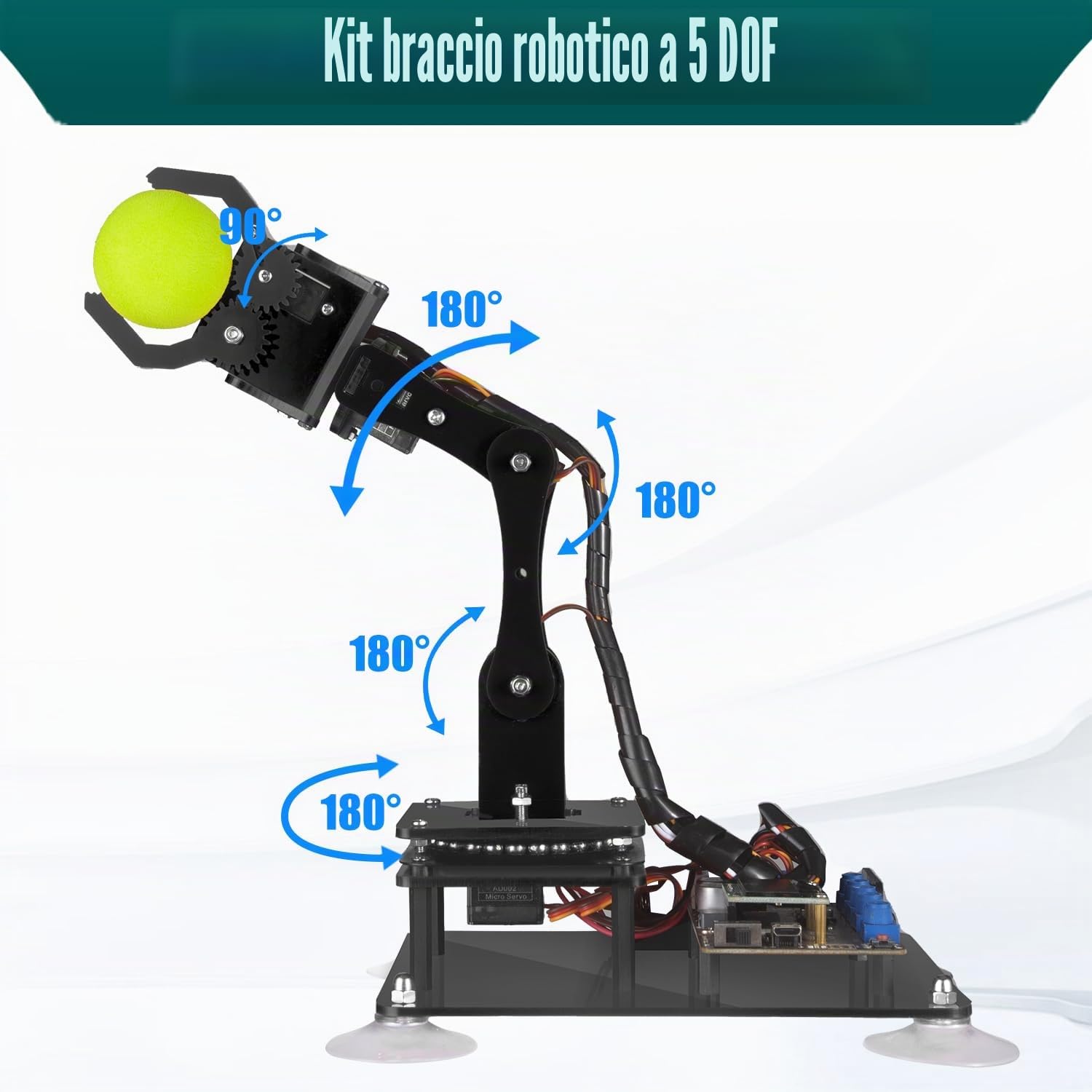 Adeept 5-DOF Robot Giocattoli 5Axis Braccio Robotico Compatibile con Arduino IDE Programmabile DIY Codifica Stem Kit con Display OLED Codice e PDF Robot per Adulti Bambini Regali - Blu
