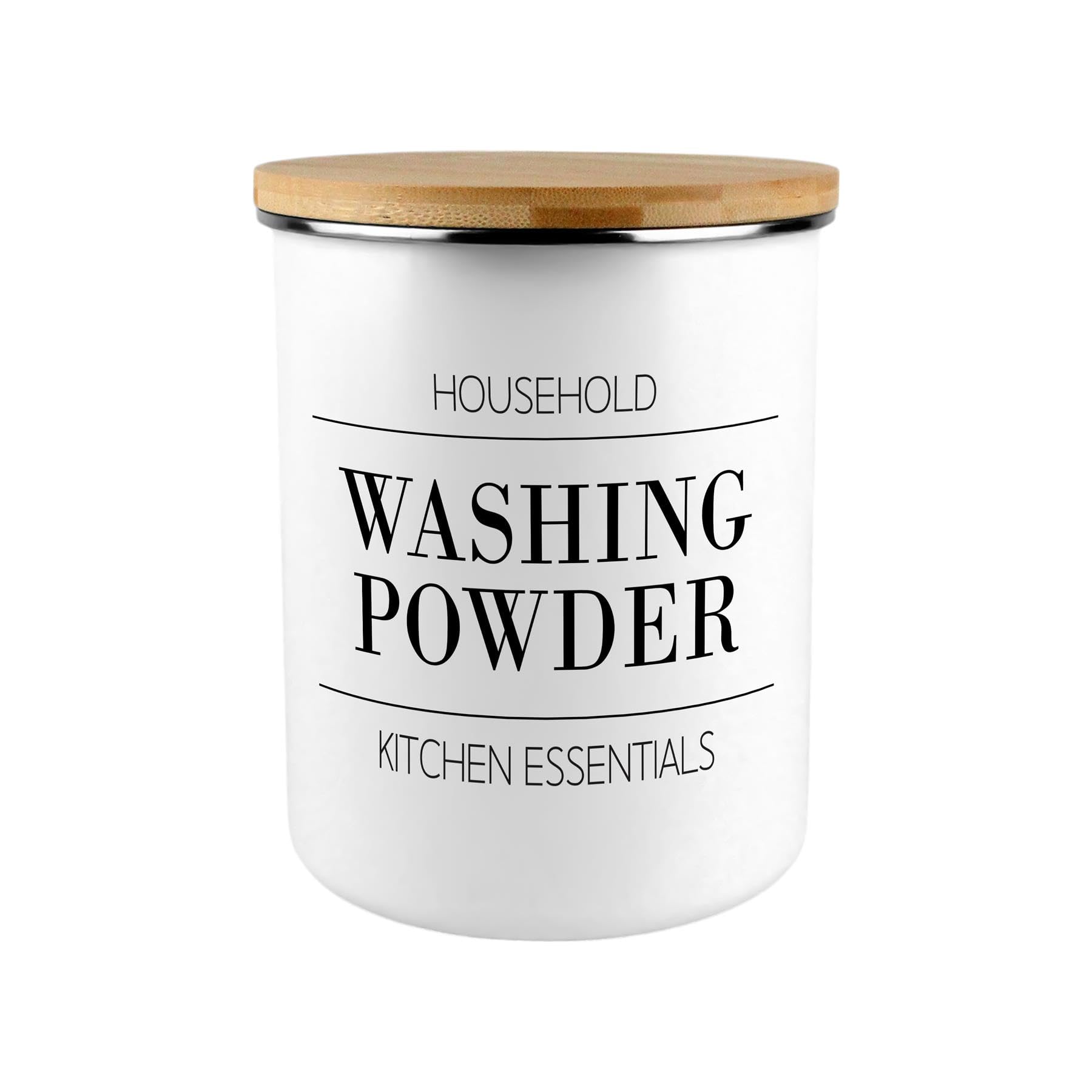 Minimalist Washing Powder Canister - Modern Black & White Home/Kitchen Large Enamel Cleaning Storage Jar Gift