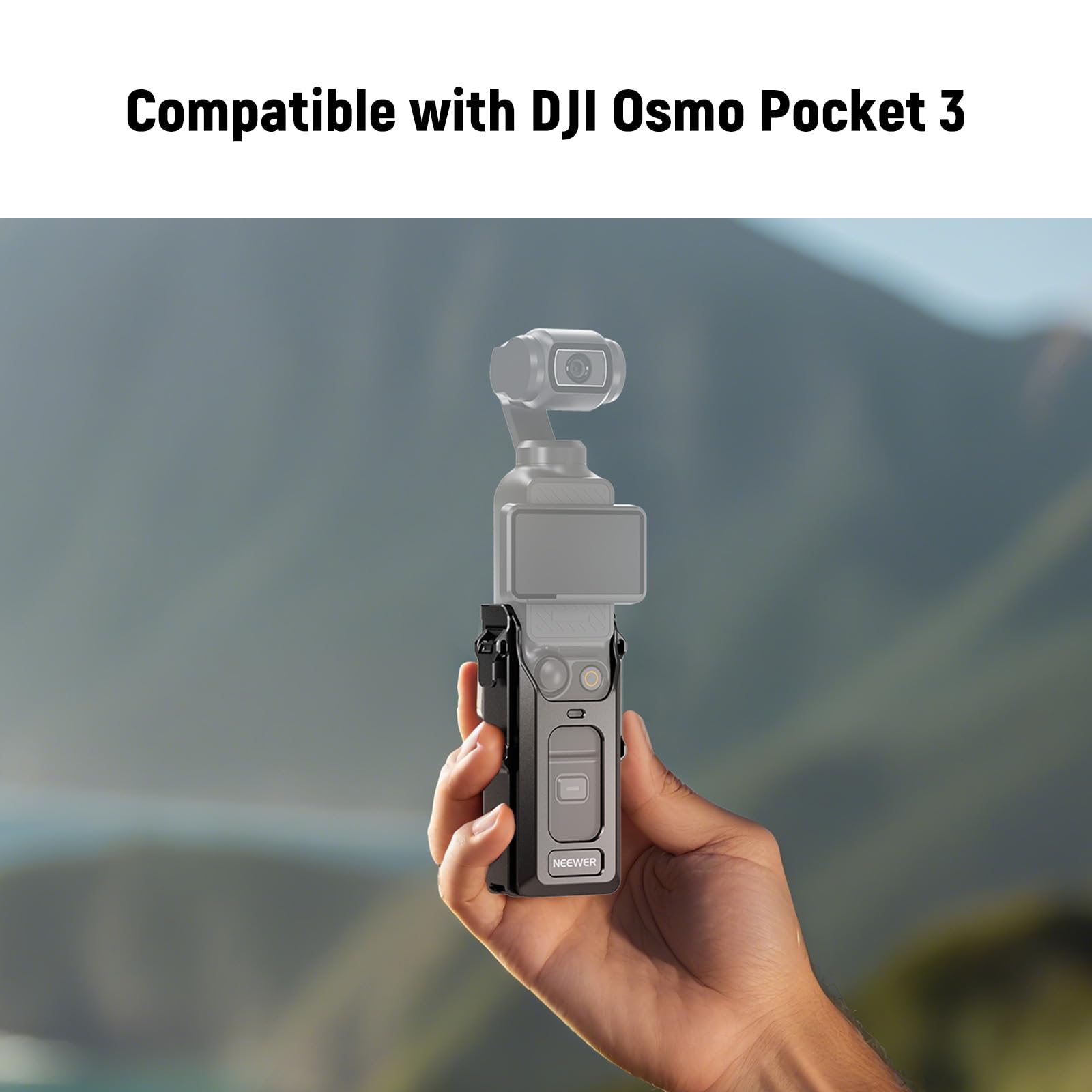 NEEWER Kieszeń 3 klatki, wszystko w jednym, ochronna platforma wideo ze stopu aluminium, kompatybilna z DJI Osmo Pocket 3 i akcesoriami do montażu magnetycznego, gwinty 1/10.2 cm, zimne buty, gniazda