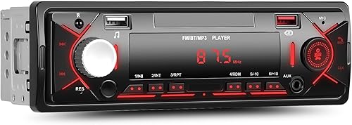 Radio de coche de un solo DIN Bluetooth receptor estéreo digital para coche llamadas manos libres sistema multimedia con 2 USBAUX FM Radio USB carga