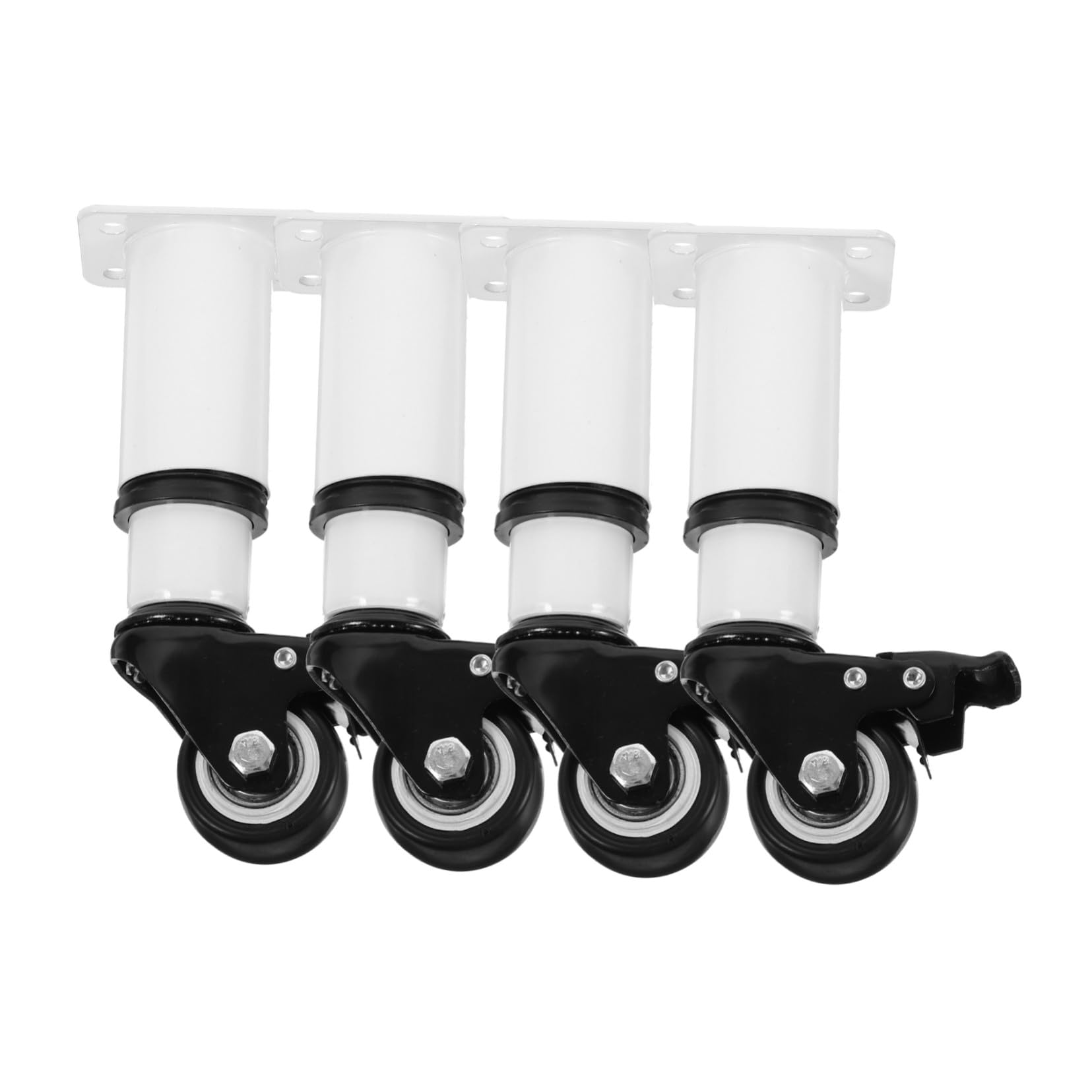 Pieds métalliques réglables blancs robustes avec roulettes pour mobilier lourd