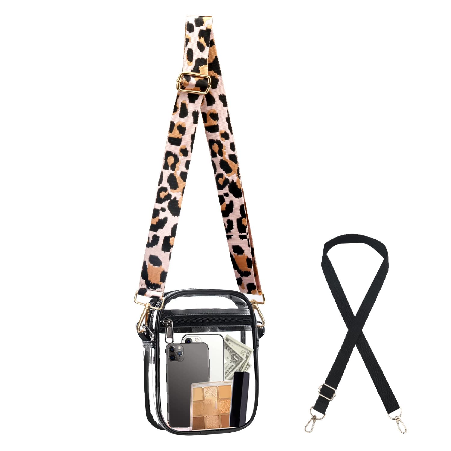 WEDDINGHELPERWEDDINGHELPER Clear Crossbody Bag, Clear Bag Stadium Approved Adjustable Strap for Concerts Sports Events