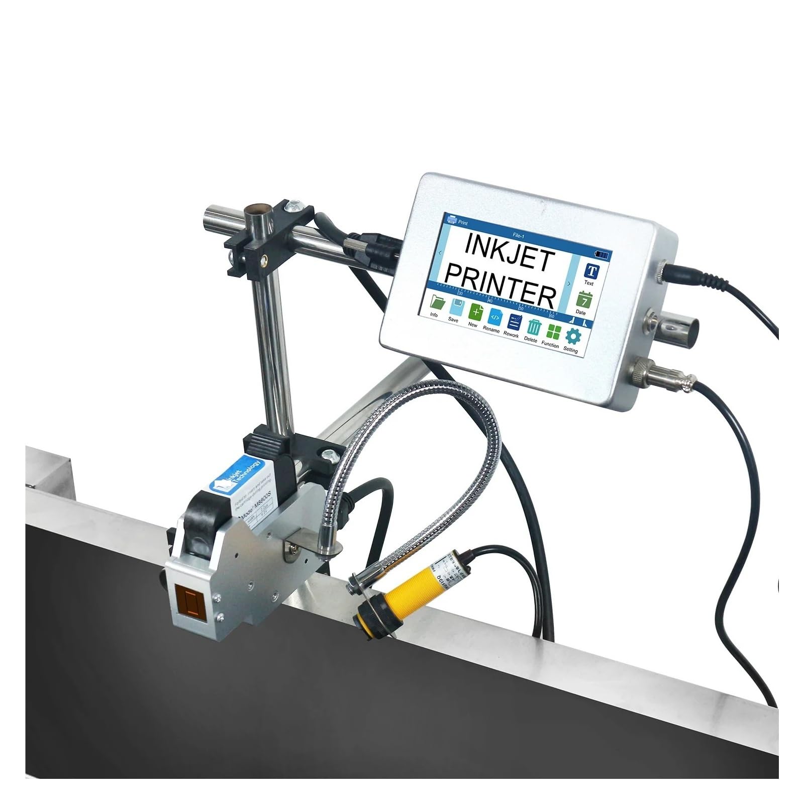 Impresora de inyección de Tinta Industrial en línea de 4,3'' (12,7/25,4 mm) for codificación de códigos de Barras QR, números de Lote para Texto Código de Barras(12.7mm-1 Nozzle)