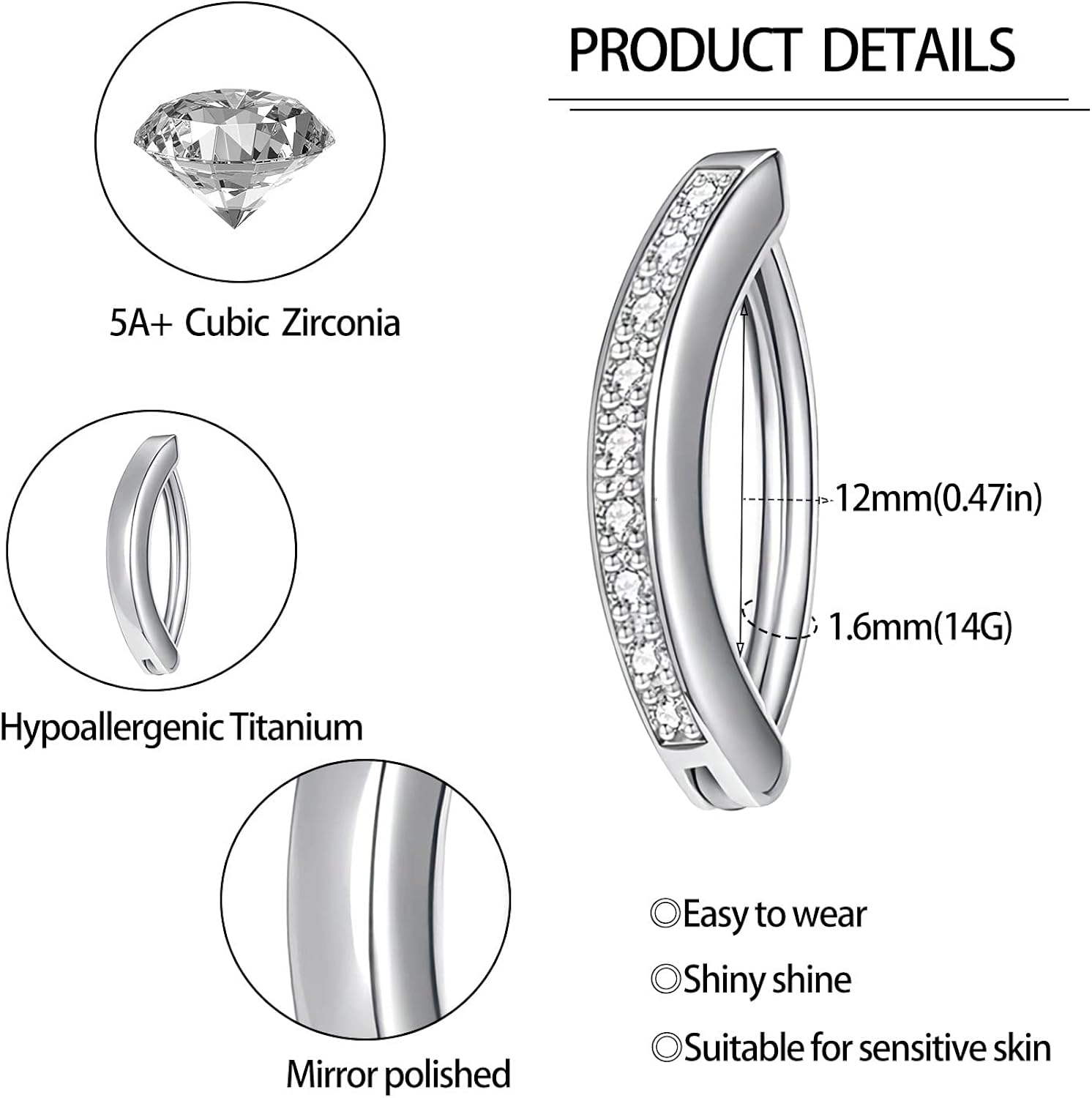 Miniatura 2 de Piercing de ombligo de titanio hipoalergénico de 14G para mujer, piercing de ombligo simple inverso para el ombligo, joyería para el cuerpo, 2