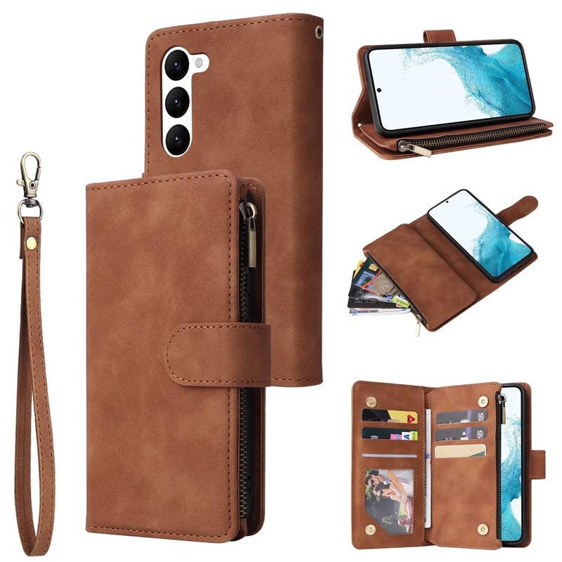 Étui en cuir premium marron pour Samsung Galaxy S20 Plus style rétro
