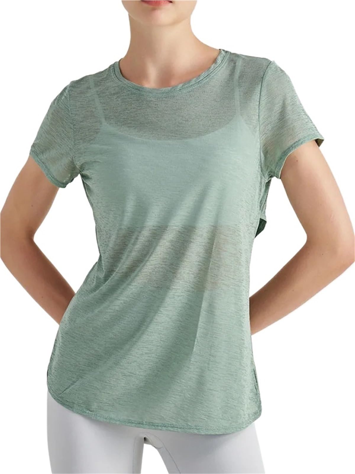 Maglietta da yoga Top da yoga traspiranti senza cuciture donna, t-shirt sportive solide for fitness, top corsa e allenamento per donne