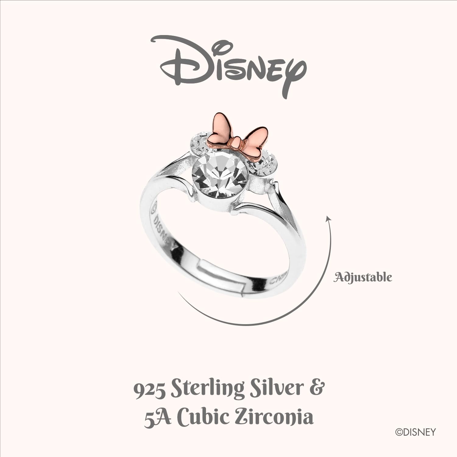 Disney Anello per Bambine con Minnie Mouse en Argento, Plata de ley