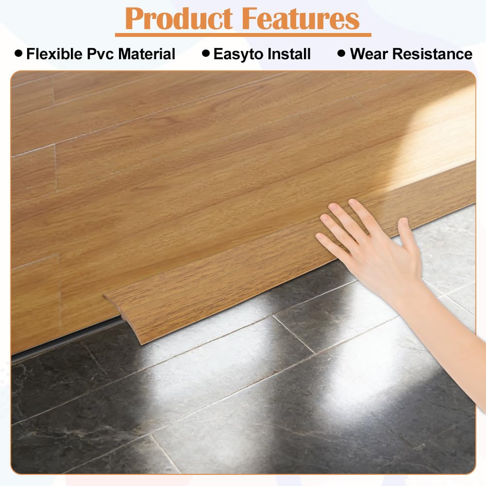 Übergangsprofil Selbstklebend, Übergangsleiste Boden, T Profil Übergangsleiste, Boden Höhenausgleich Abdeckleiste für Türschwellen und Verbindungsböden von Laminatdielenfliesen (Helle Eiche, 3M * 5CM)