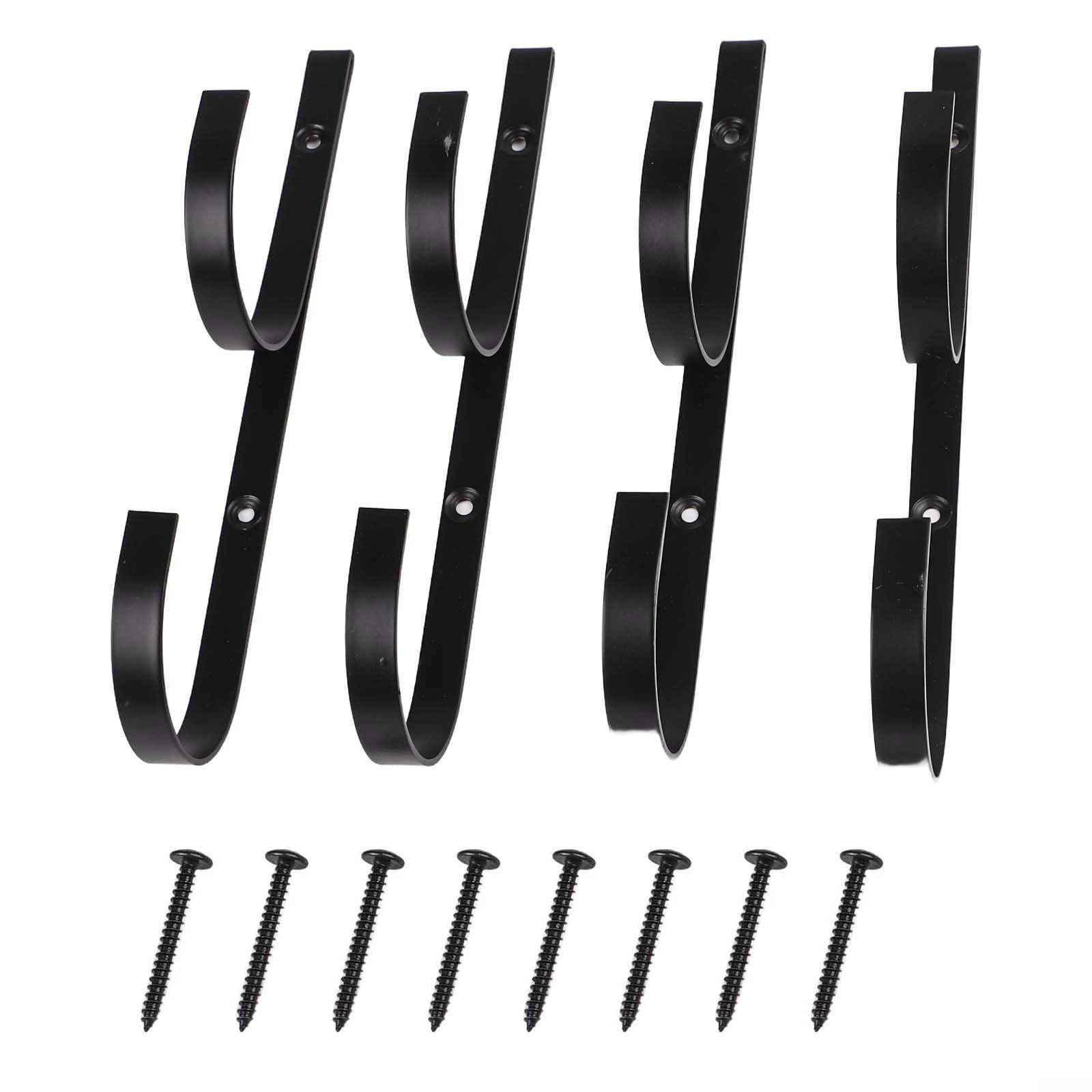 Pool Equipment Pole Hangers 4pcs Metal Hooks for Organizing For Skimmer Leaf Rake Net Brush Heavy Duty Rust Resistant Wall Mount Storage (black)
