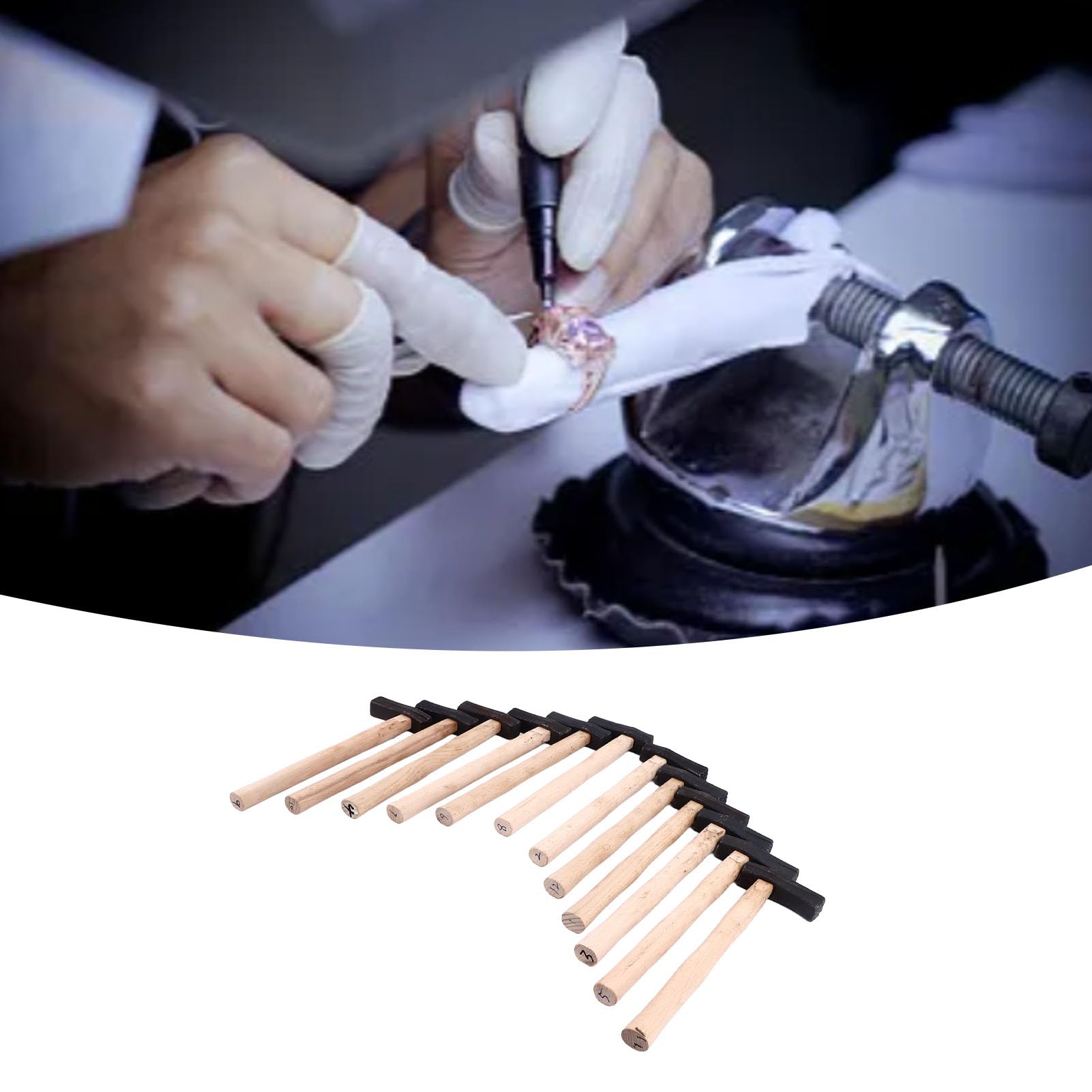 Texturing Hammer, Wooden Handle, Delicate Textures, 12 Patterns, Metal Material, for Shaping and Metalworking