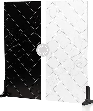 V-FLAT WORLD Duo Board Product Photography Backdrops - 2-Sided Background for Photograph, Item & Food Photography Background - Includes Legs & Mat - 24" x 24", Zigzag Marble White/Zigzag Marble Black