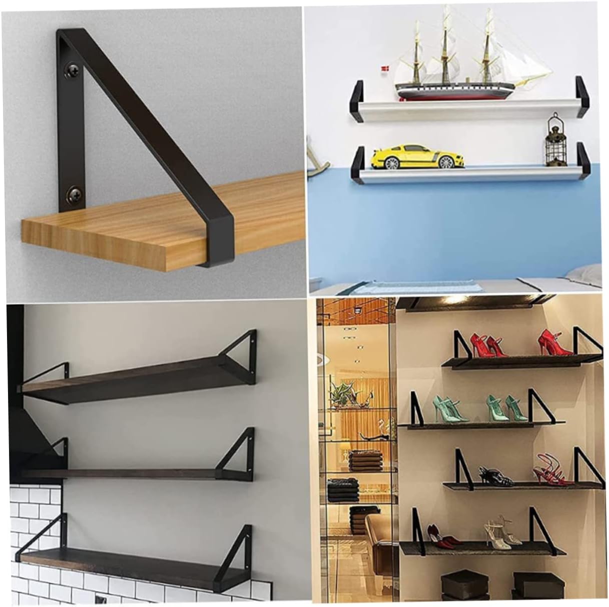 Hemoton 2pcs Heavy Duty Shelf Brackets for Wall Mount Support Brackets for Floating Shelves Kitchen Bathroom Living Room and Garage