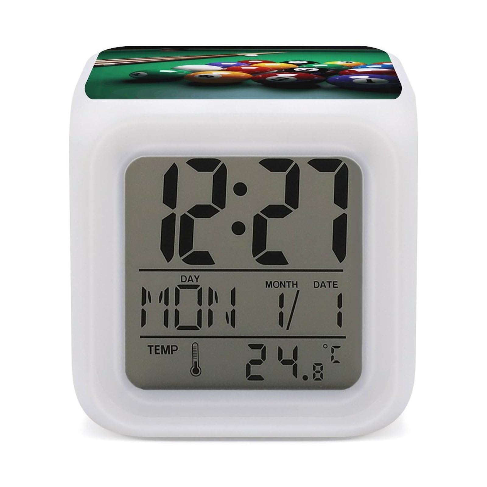 VstaDank Billiards Digital Alarm Clock LED Display Screen Color Change Alarms Clock Smart Alarm Clock Wake Up Digital Clocks with 7 Color Nightlight for Bedroom