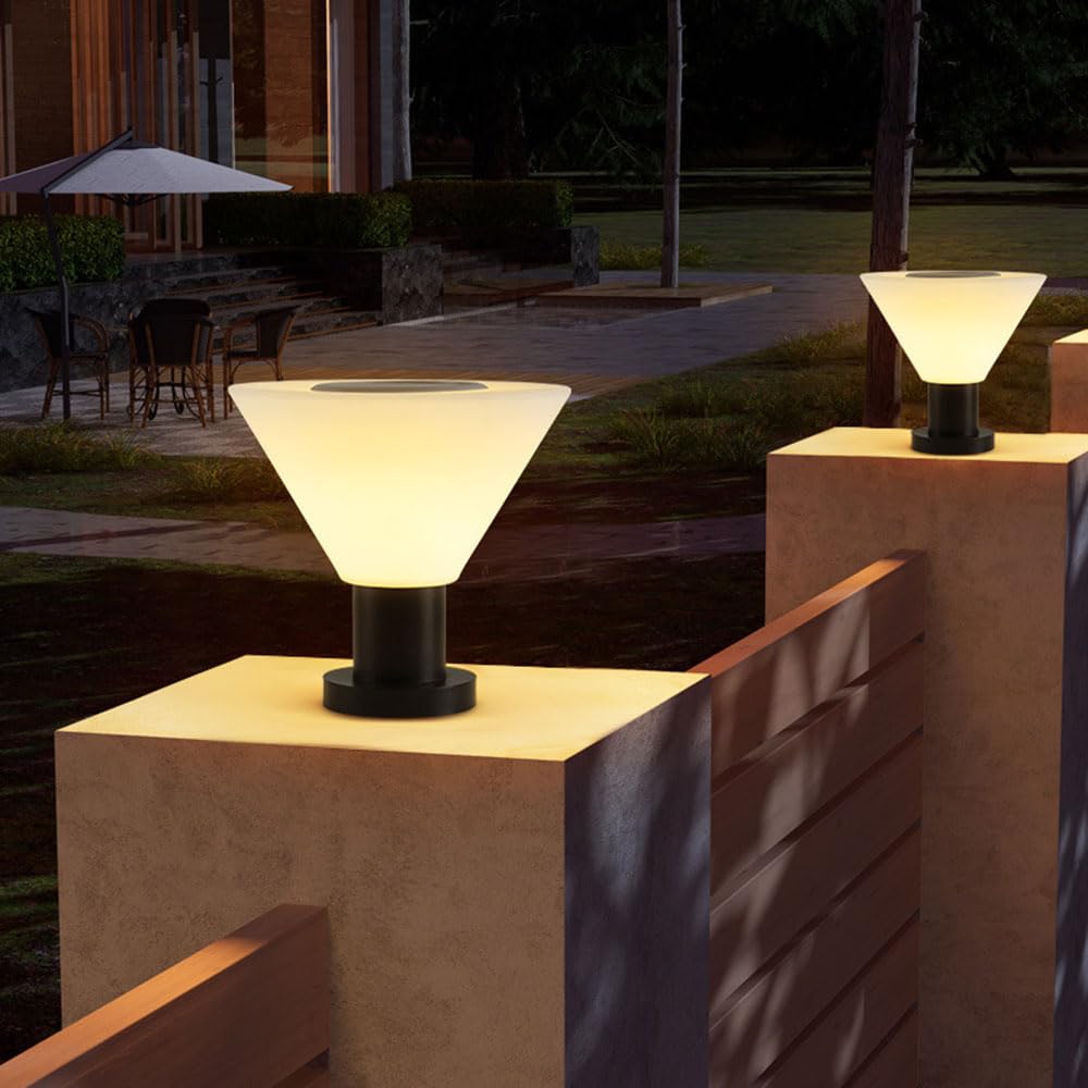 Nowoczesna lampa solarna ze stali nierdzewnej IP54 do użytku na zewnątrz, oświetlenie ogrodowe i tarasowe, czarna matowa, 110-240 V przewodowa latarnia solarna do tarasu/kamienia/ogrodzenia