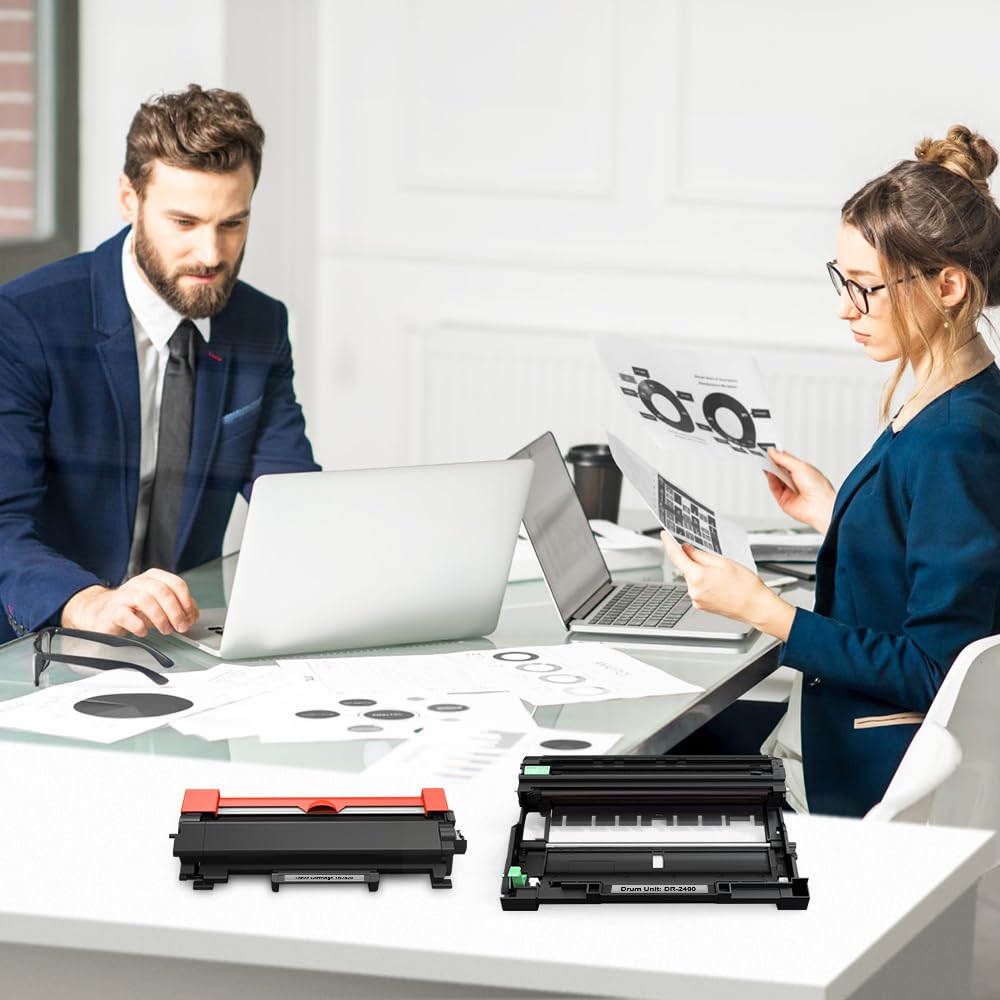DR2400 TN2420 Cartouche de Toner & Tambour Compatible pour Brother DR2400 TN2420 pour Brother L2375DW L2710DN MFC-L2710DW HL-L2350DW L2370DN L2750DW DCP-L2530DW (1 Toner + 2 Tambour)