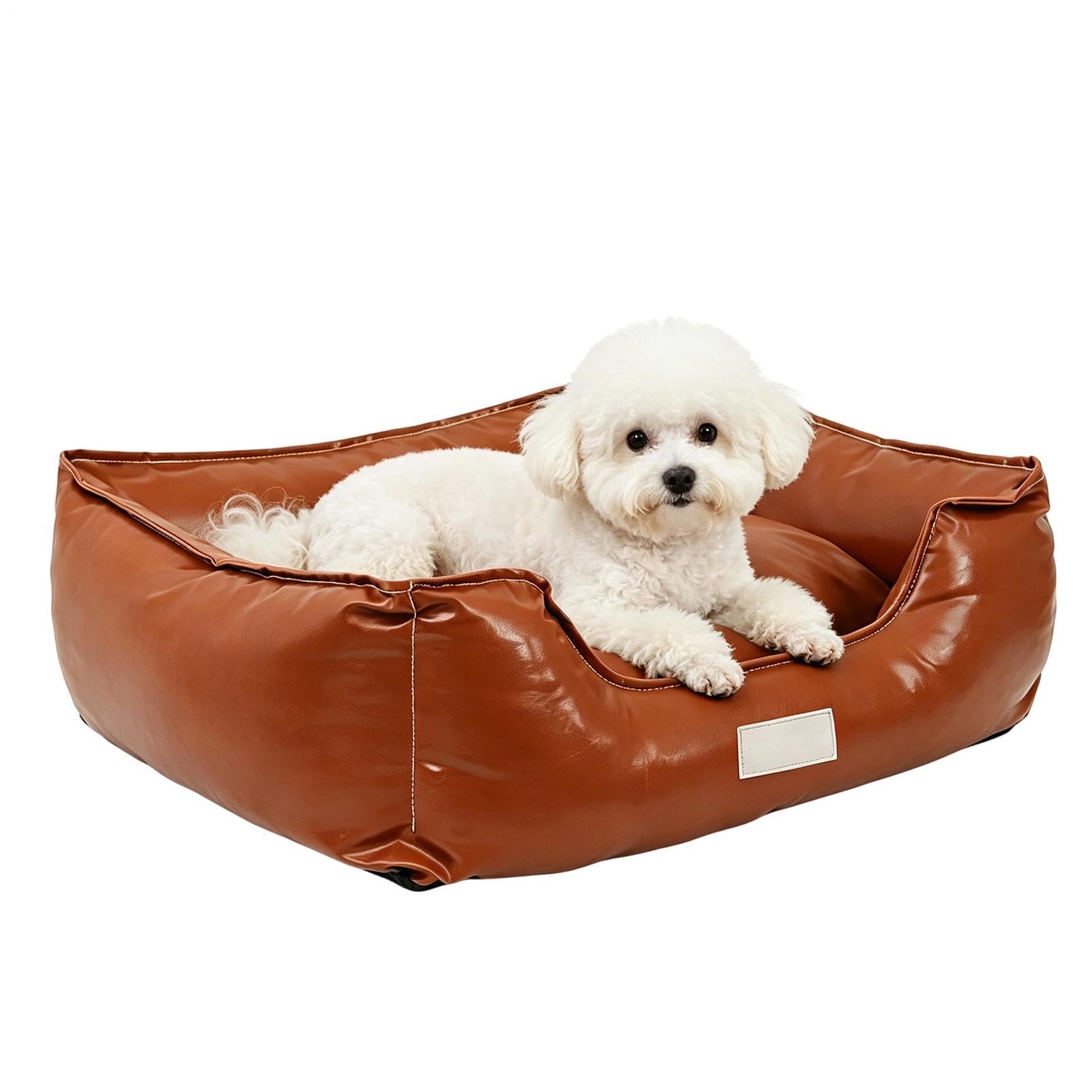 Canapé lit pour chat et chiot avec tapis en cuir souple amovible et lavable pour salon