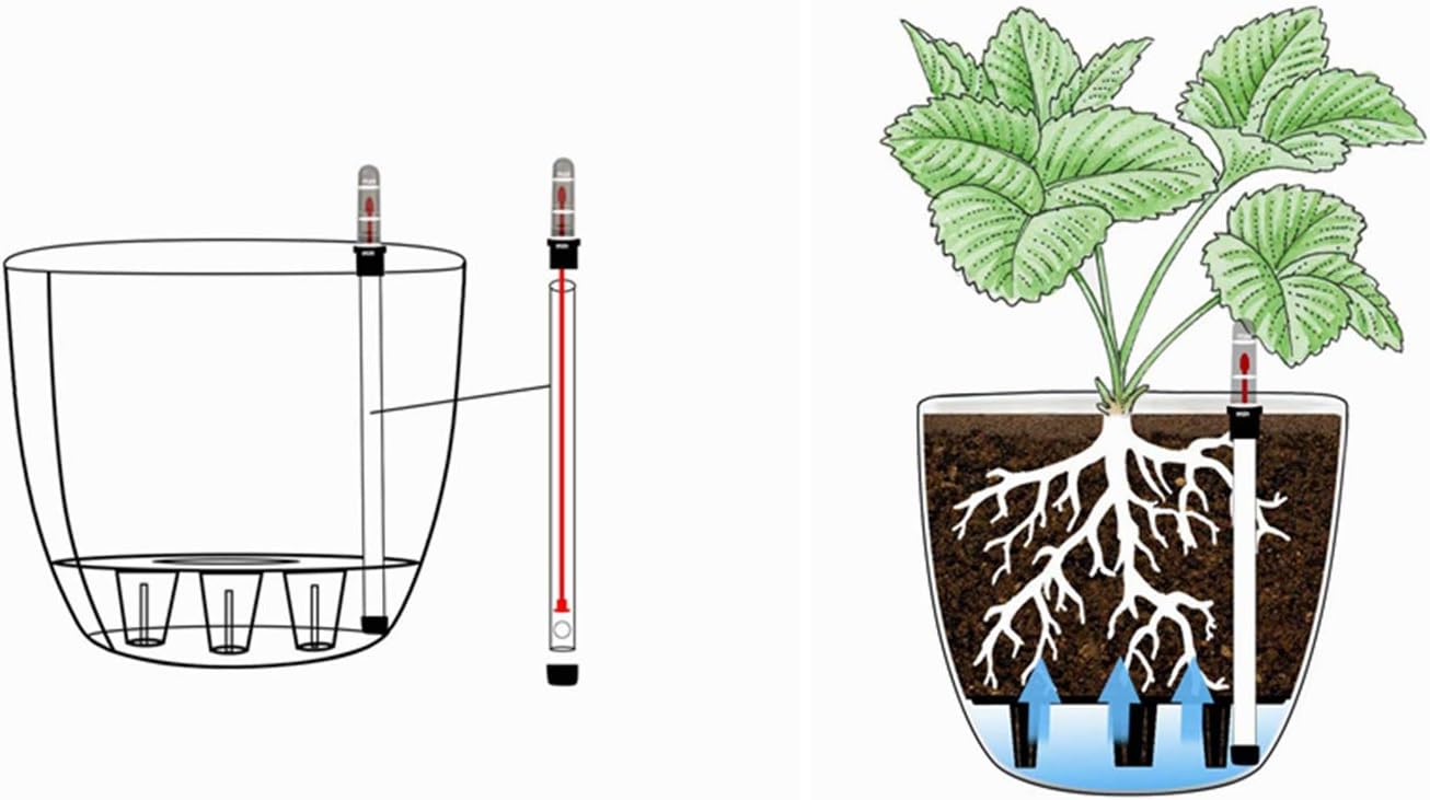 T4U 8.5 Inch Plastic Self Watering Planter with Water Level Indicator White Set of 4, Modern Decorative Planter Pot for All House Plants, Flowers, Herbs, African Violets, Succulents