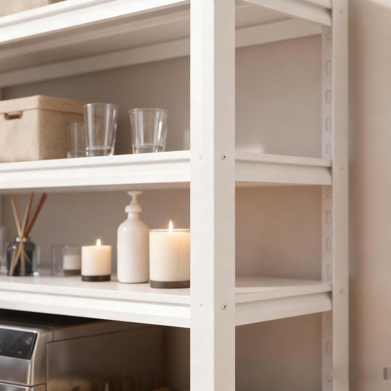 Adjustable Metal Storage Shelves for Washer Dryer - Heavy-Duty Space Saver Rack, Easy No-Drill Installation, 3-Tier Design for Kitchen & Laundry Room (L80W40, 183CM)