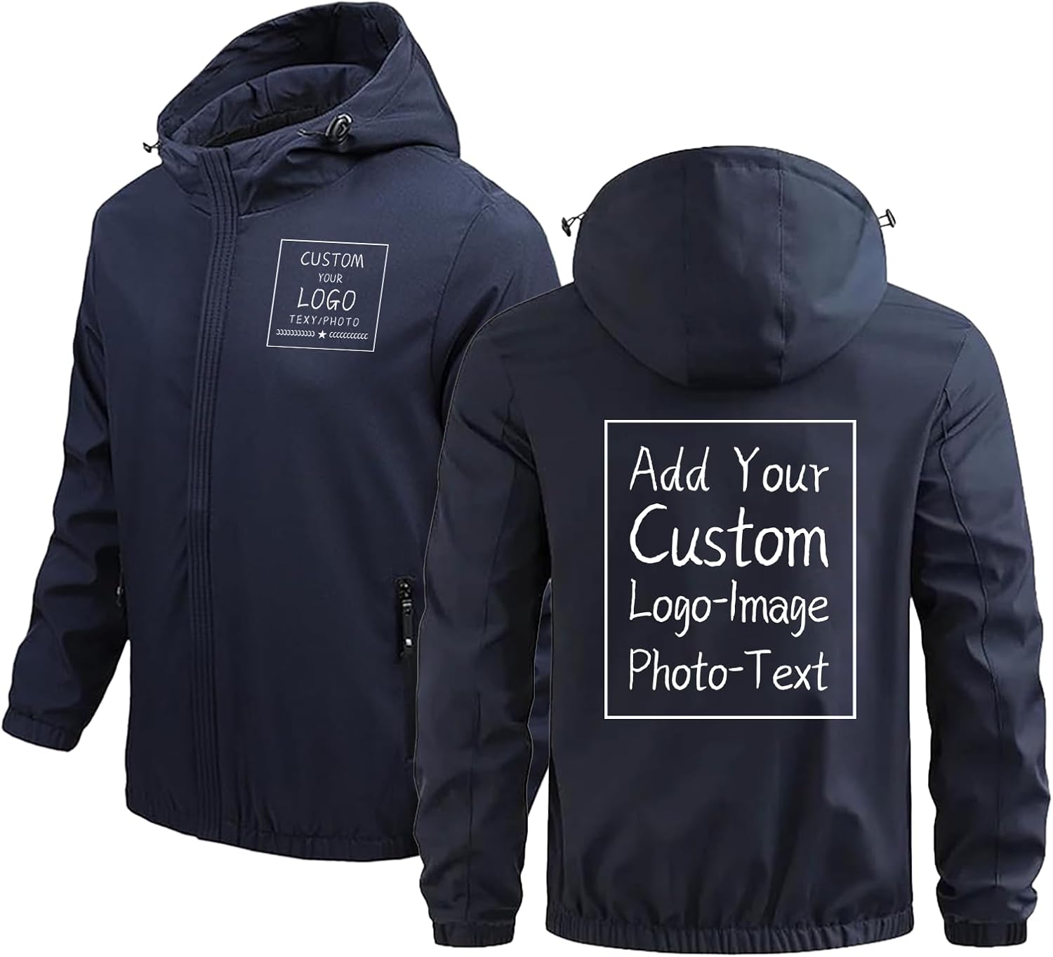 Custom Waterproof Jackets for Men Personalised Windbreaker Outdoor Softshell Multi Pockets Rain Coat with Detachable Hood
