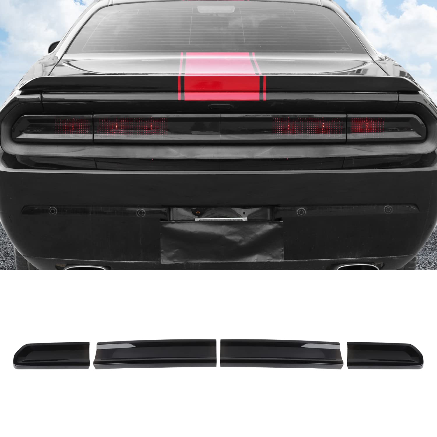 Jimen Compatible avec Dodge Challenger 2009-2014, 4 pièces de garniture de phare arrière accessoires extérieurs