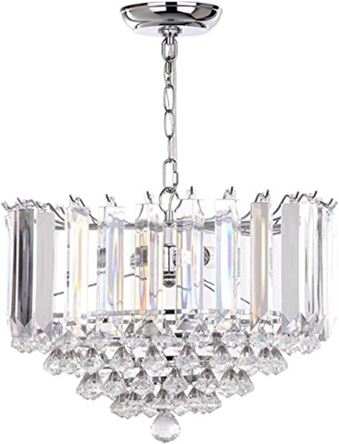 SAFAVIEH Lighting Collection Hampton Art Deco Glam Chrome/ Clear Crystal 17-inch Diameter 2-light Adjustable Hanging Chandelier Pendant Light Fixture (LED Bulbs Included)