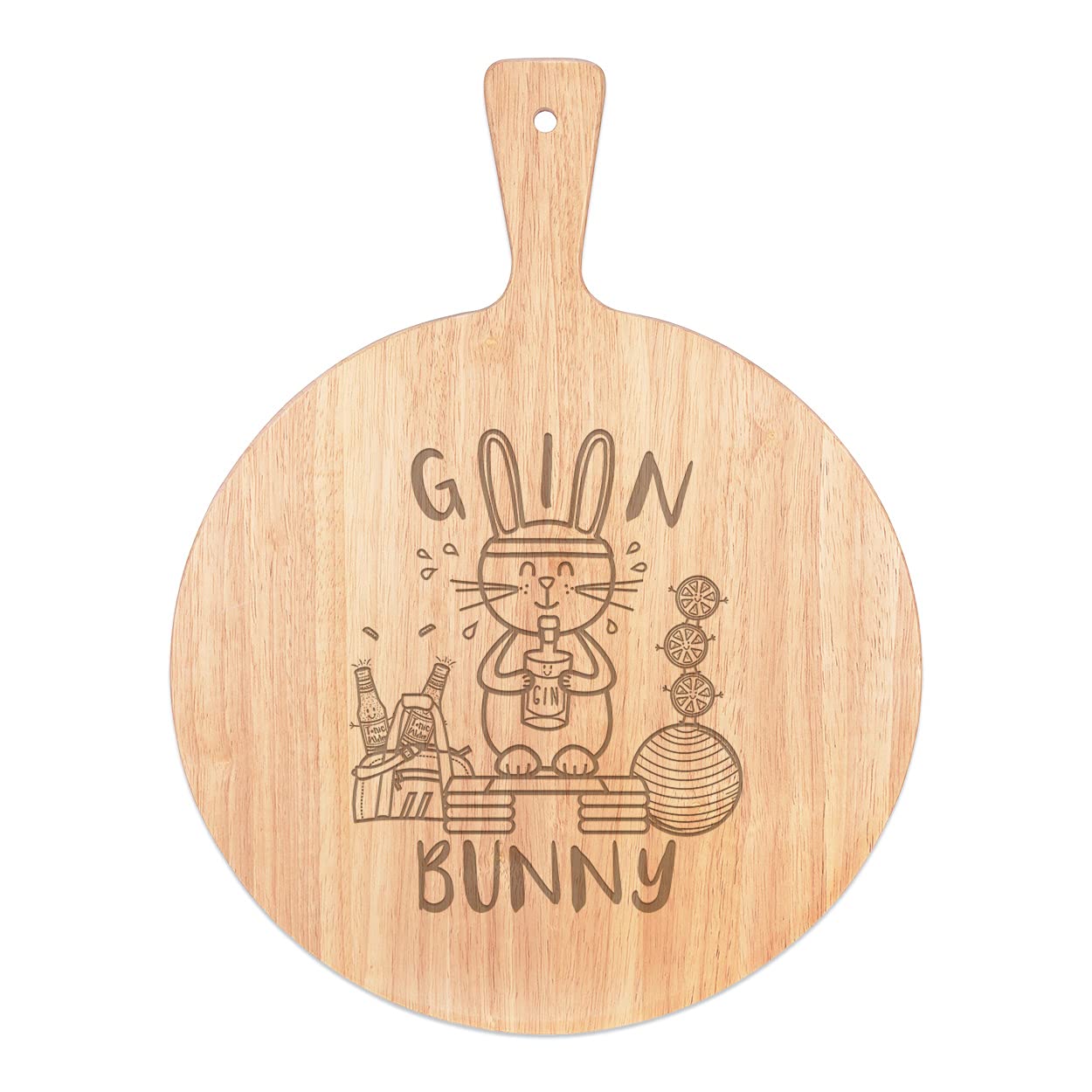 Plateau de service en bois rond Gin Lapin 45x34cm aux finitions soignées