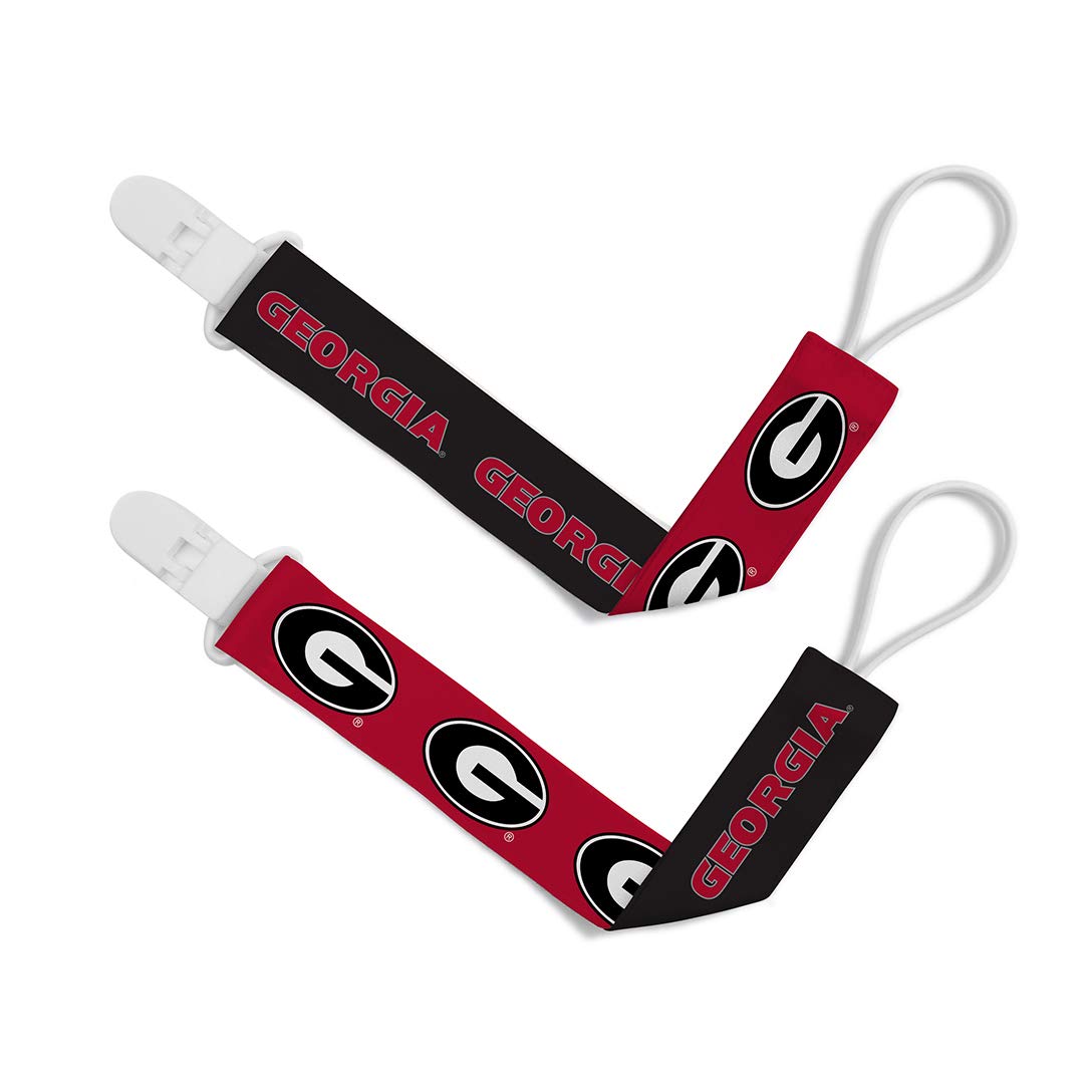 BabyFanatic Officially Licensed Unisex Pacifier Clip 2-Pack - NCAA Georgia Bulldogs - Officially Licensed Baby Apparel