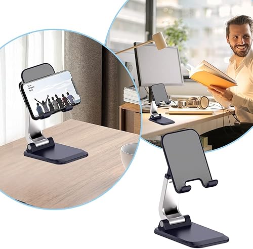 Miniatura 7 de YidaSouko Soporte plegable para teléfono celular, ajustable, multiánguloaltura, para escritorio, portátil, teléfono celular, tableta, para teléfono