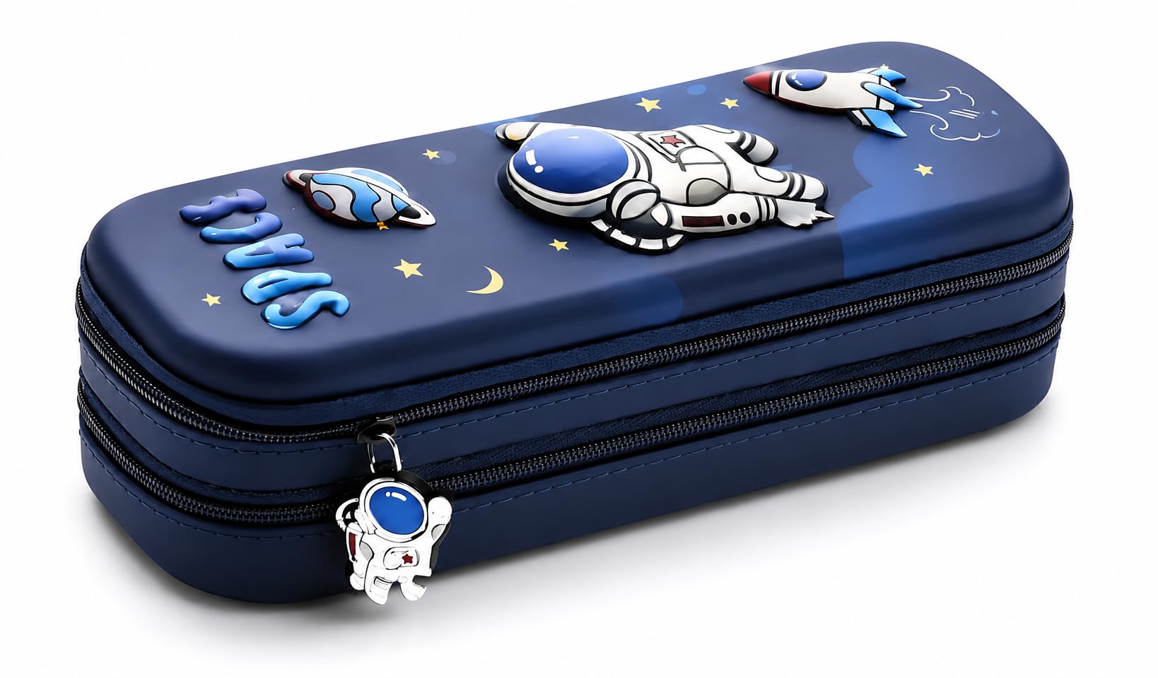 Umadiya Premium Double Layer Space Pencil Case 3D Cover Eva Space Astronaut Theme Large Capacity Pencil Zipper Pouch Bag Compass School Organizer Students Kids Stylish Pen Holder Stationery Box, blue-image-28