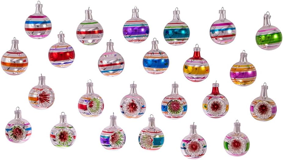 Kurt Adler 40MM Early Years Miniature Glass Ornaments, 24-Piece Box