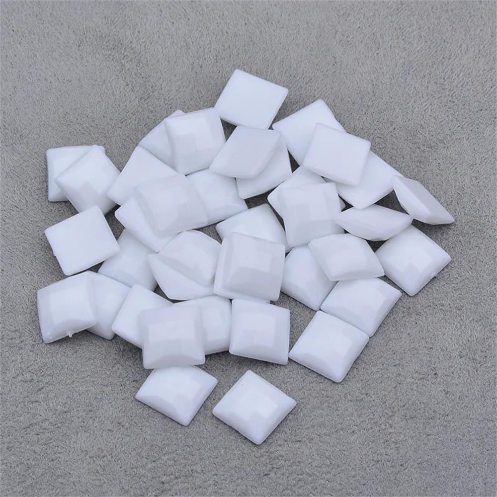 Zadaos 8, 10, 12, 16 mm, gemischte Farben, quadratische Kristall-Strass-Applikation, flache Rückseite, Strasssteine, zum Aufkleben, Kristallsteine, Kreide, weiß, 10 mm, 1000 Stück