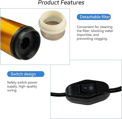 Miniatura 4 de Bomba sumergible de 24 V CC de 80 W, bomba eléctrica de transferencia de combustible diesel para aceite de agua, uso universal con potencia 8A,