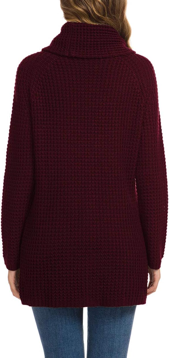 GRECERELLE Women's Fall Chunky Turtleneck Long Sleeve Asymmetric Hem Loose Knit Pullover Sweaters Tops, S-2XL - Image 4