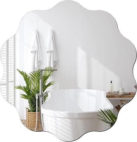 DARENYI Espejo Adhesivo de Pared Redondo Puerta Armario, Ondulado Irregular 30 cm, Espejo Pegatina Flexibles, Decorativos para Baño, Lavabo, Salón, Dormitorio