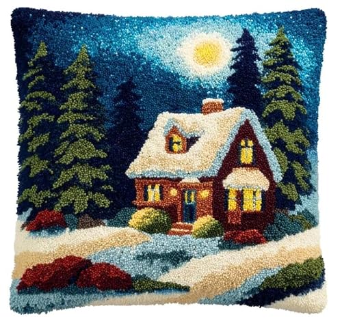 FWRTYCB Latch Hook Kits for Adults House Latch Hook Pillow Cushion Case