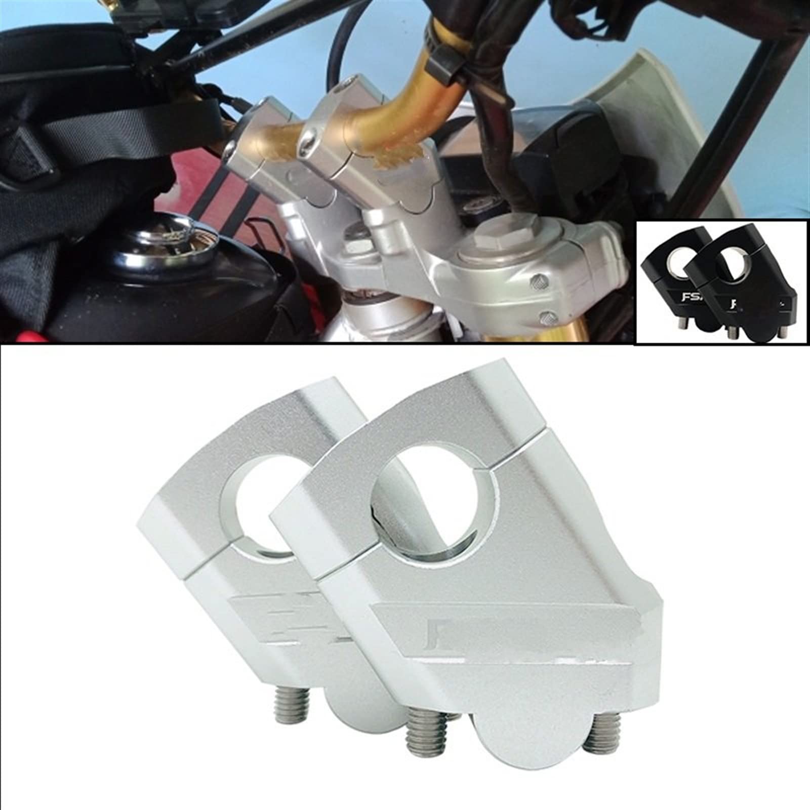 Riser Manubrio Per Suzuki DL650 V-Strom 650 2004-2022, In Lega Di Alluminio 6061-T6, Colore Nero, Altezza Regolabile