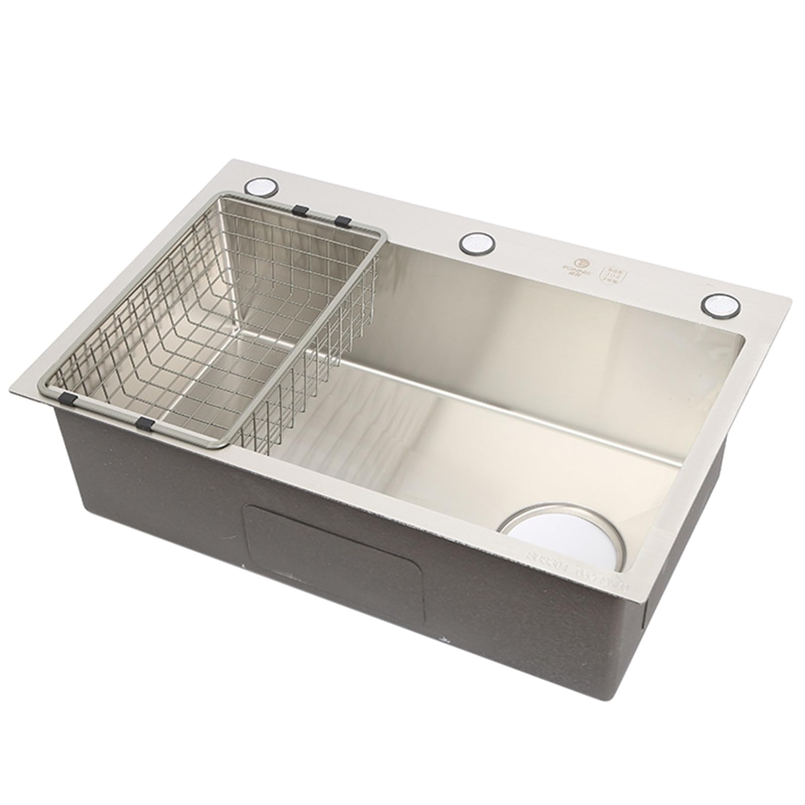 Cuve simple en acier inoxydable haut de gamme de 68cm avec kit de vidange complet
