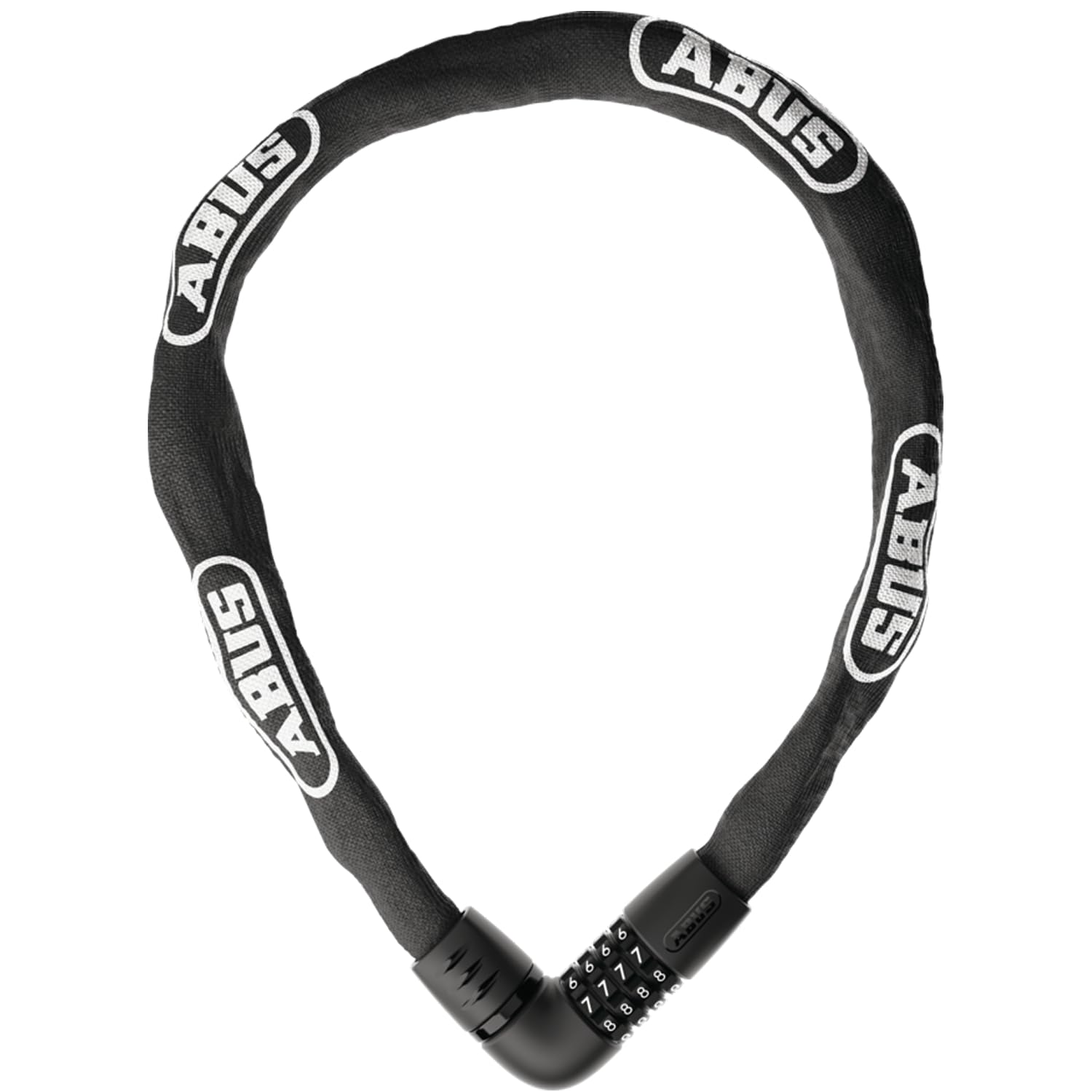 ABUS Kettenschloss Tresor 6806C, Länge 85 cm, schwarz | Fahrradschloss mit komfortabler Verriegelung, 4-stelligem Zahlencode, 6 mm Vierkantkette, Abtastschutz