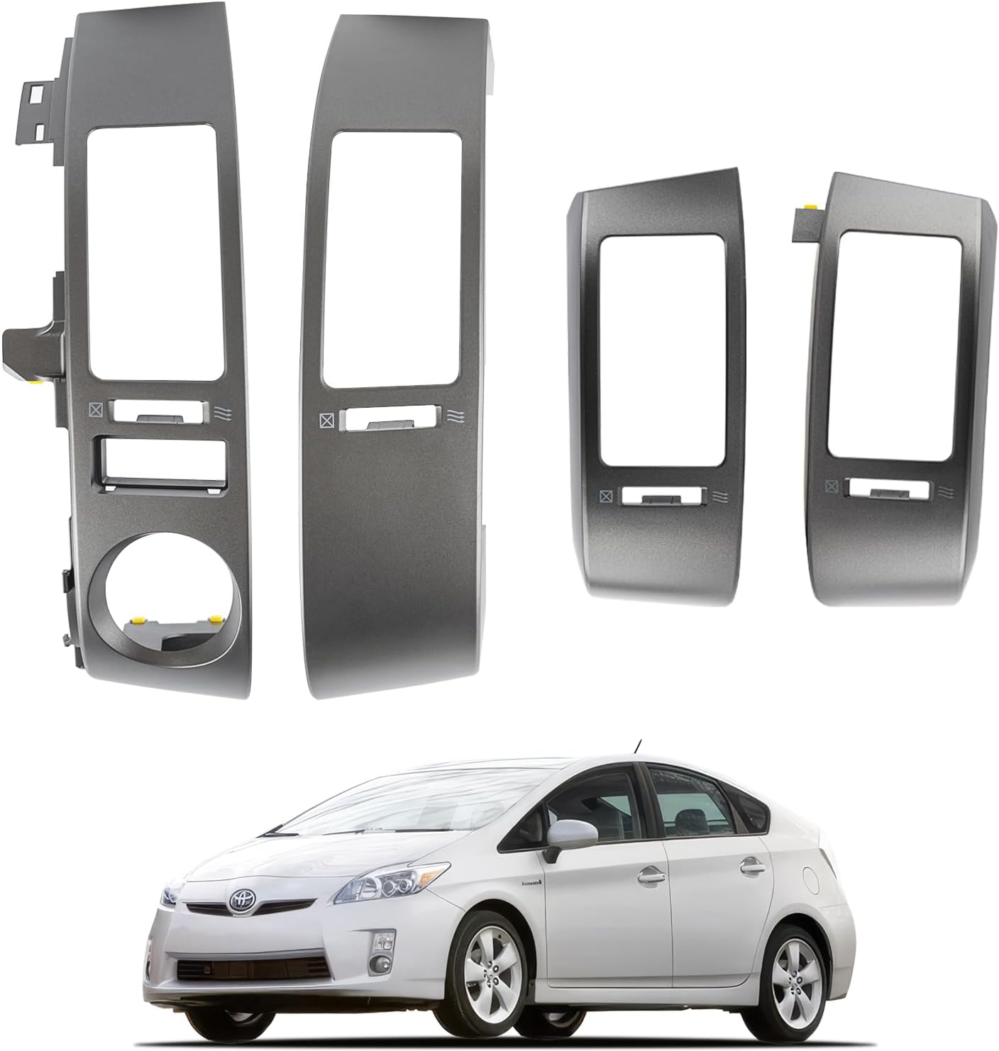 Center Inner A/C Dash Air Vent Trim Panel Compatible With Toyota Prius 1.5L 2004-2009 Air Vent Outlet Panel 4PCS Left and Right Side Replaces 55670-47060 55680-47020