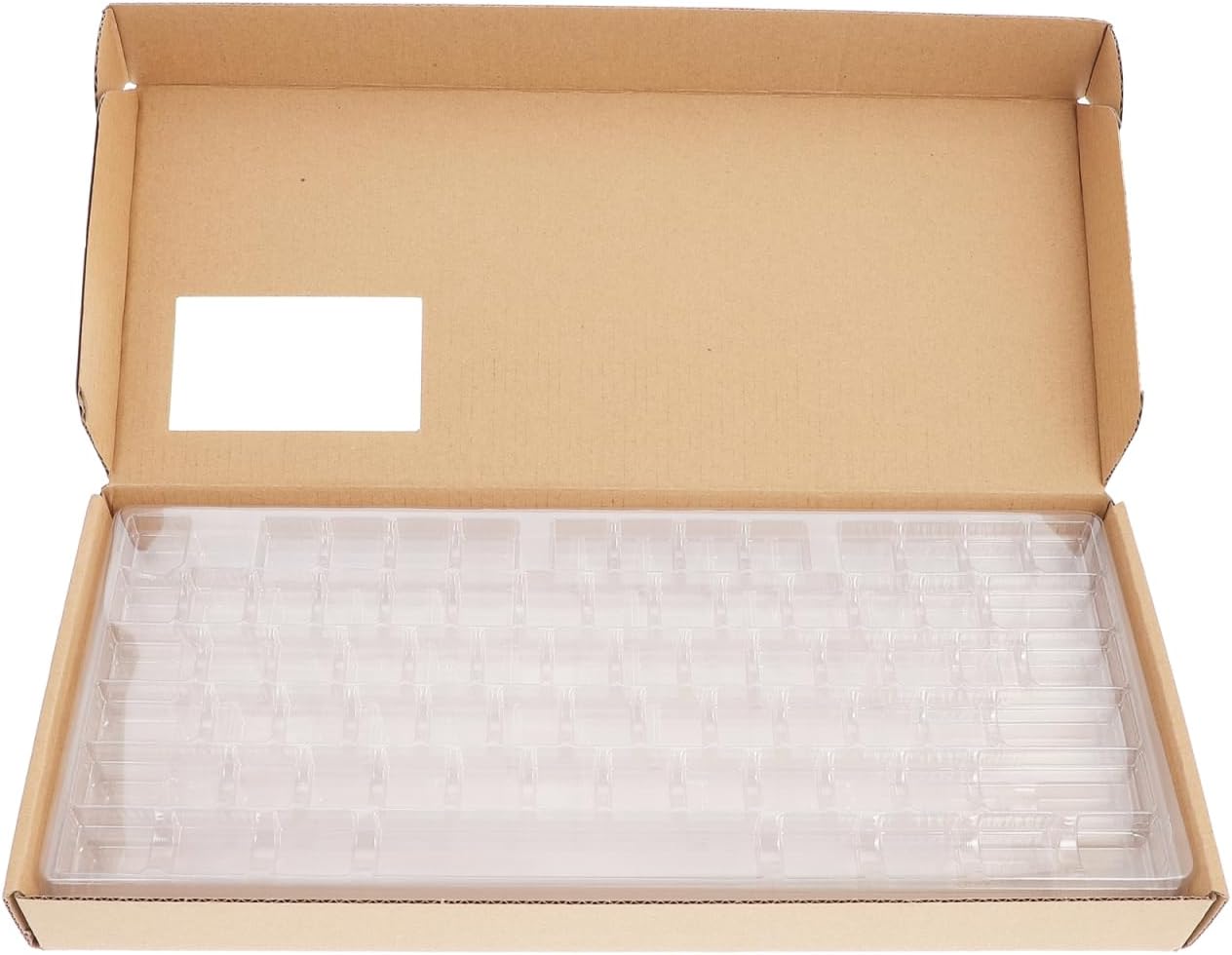 TEHAUX Keycap Storage Box 3-Layer Keyboard Caps Organizer Case Kraft Paper Plastic Organizer Case for About 190 Original Height Keycaps Portable 13.77 X 6.29 X 1.18 in for Keyboard Accessories