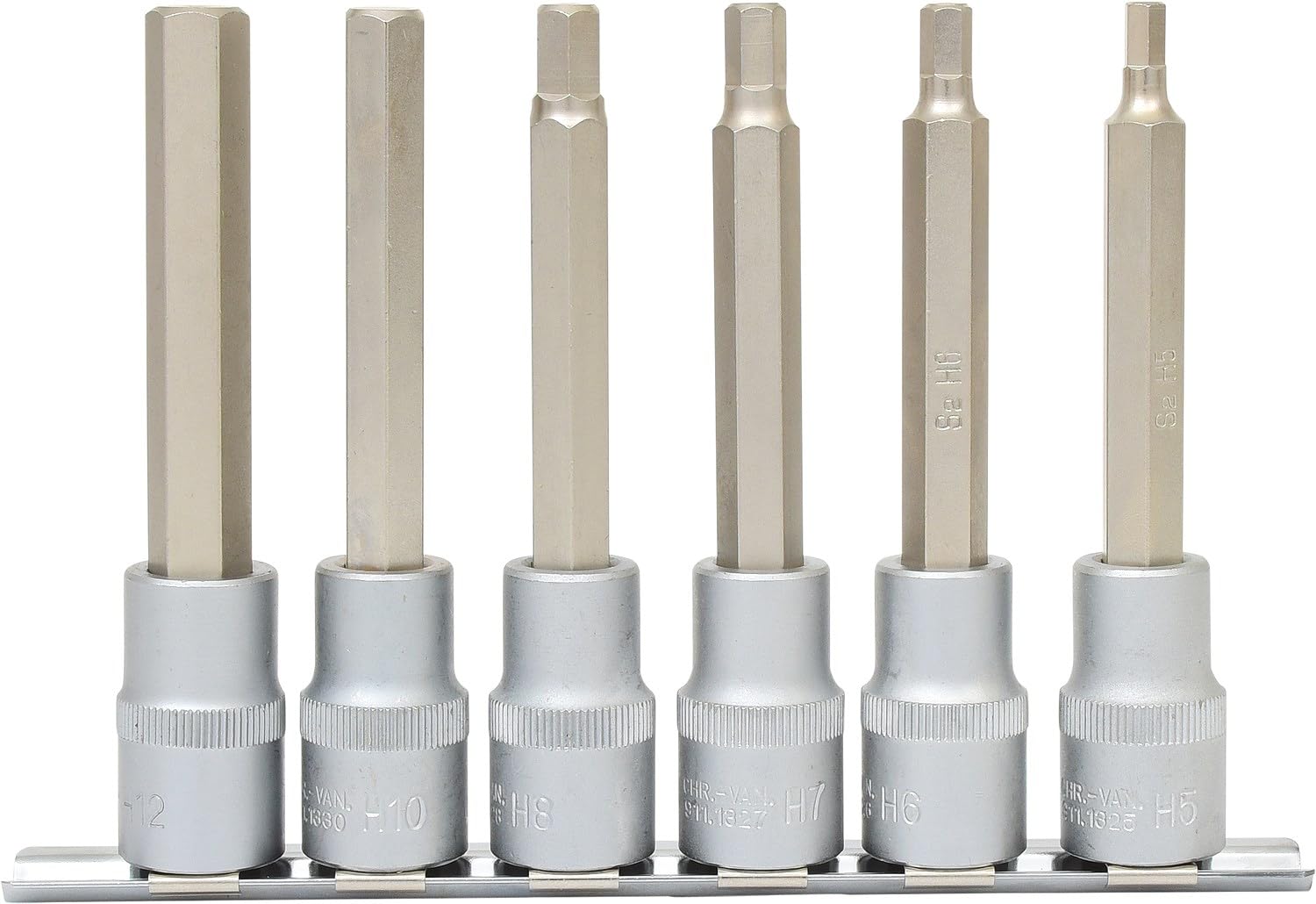 KS Tools 911.1336 Serie di Bussole per Viti a Esagono Incassato, Lunghe, 6 Pezzi, 5-12 mm, 1/2"